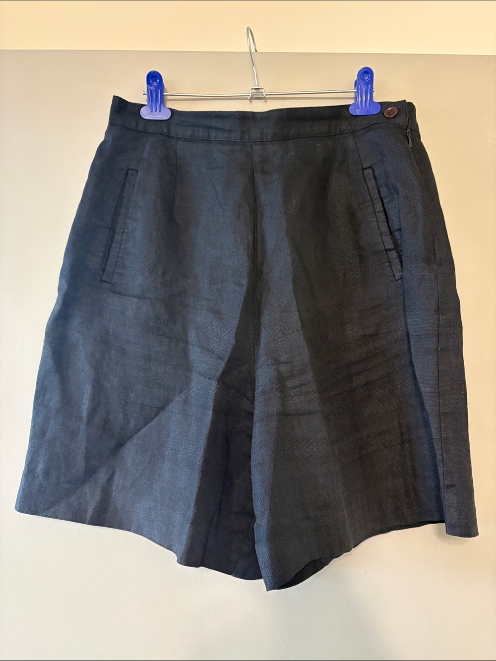 Talbots Black High-Waist Tailored Linen Shorts